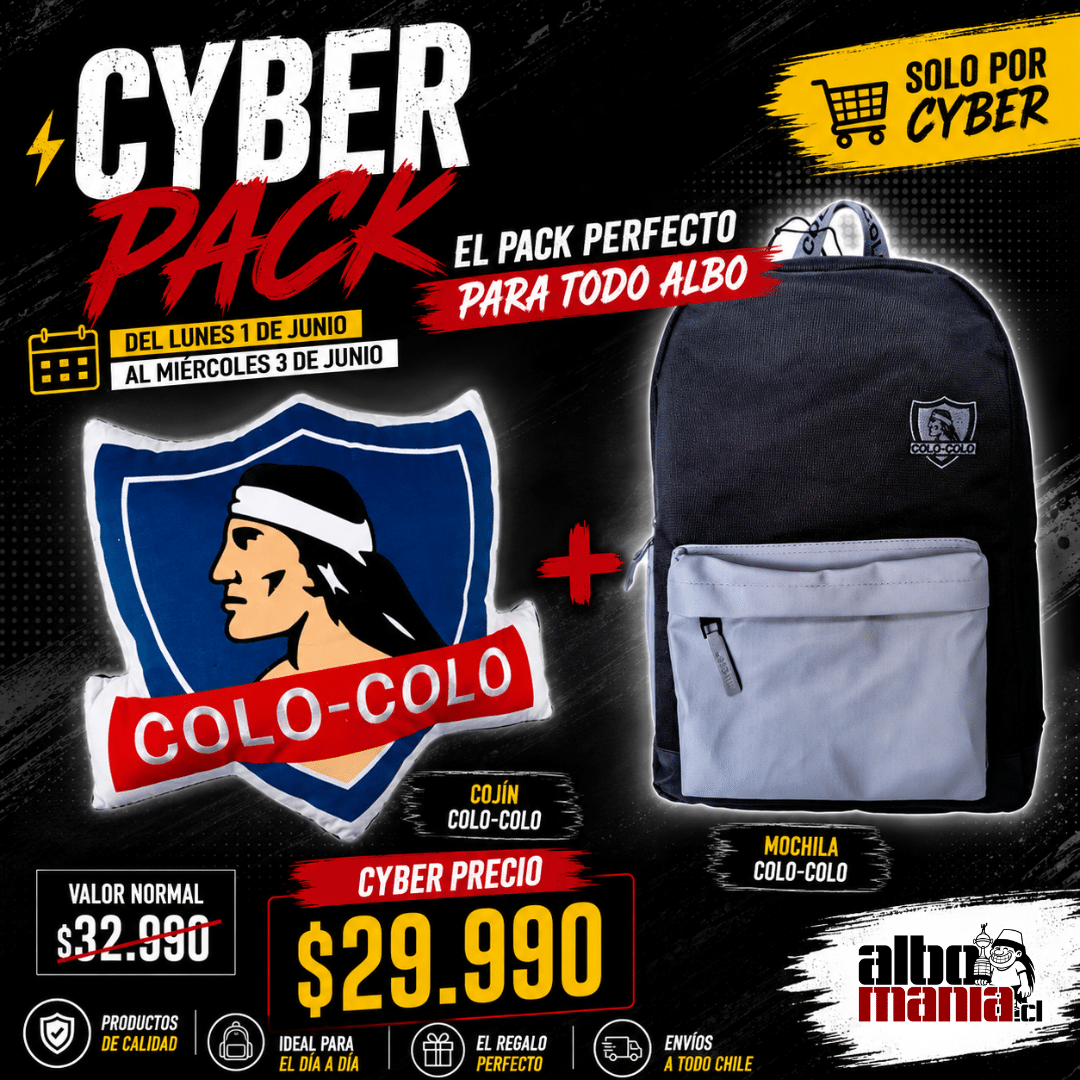 Cojín Bordado de Colo-Colo 45x45 cm + Mochila