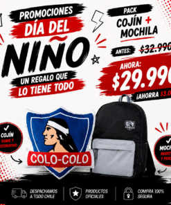 Pack Cojín Bordado de Colo-Colo 45x45 cm + Mochila