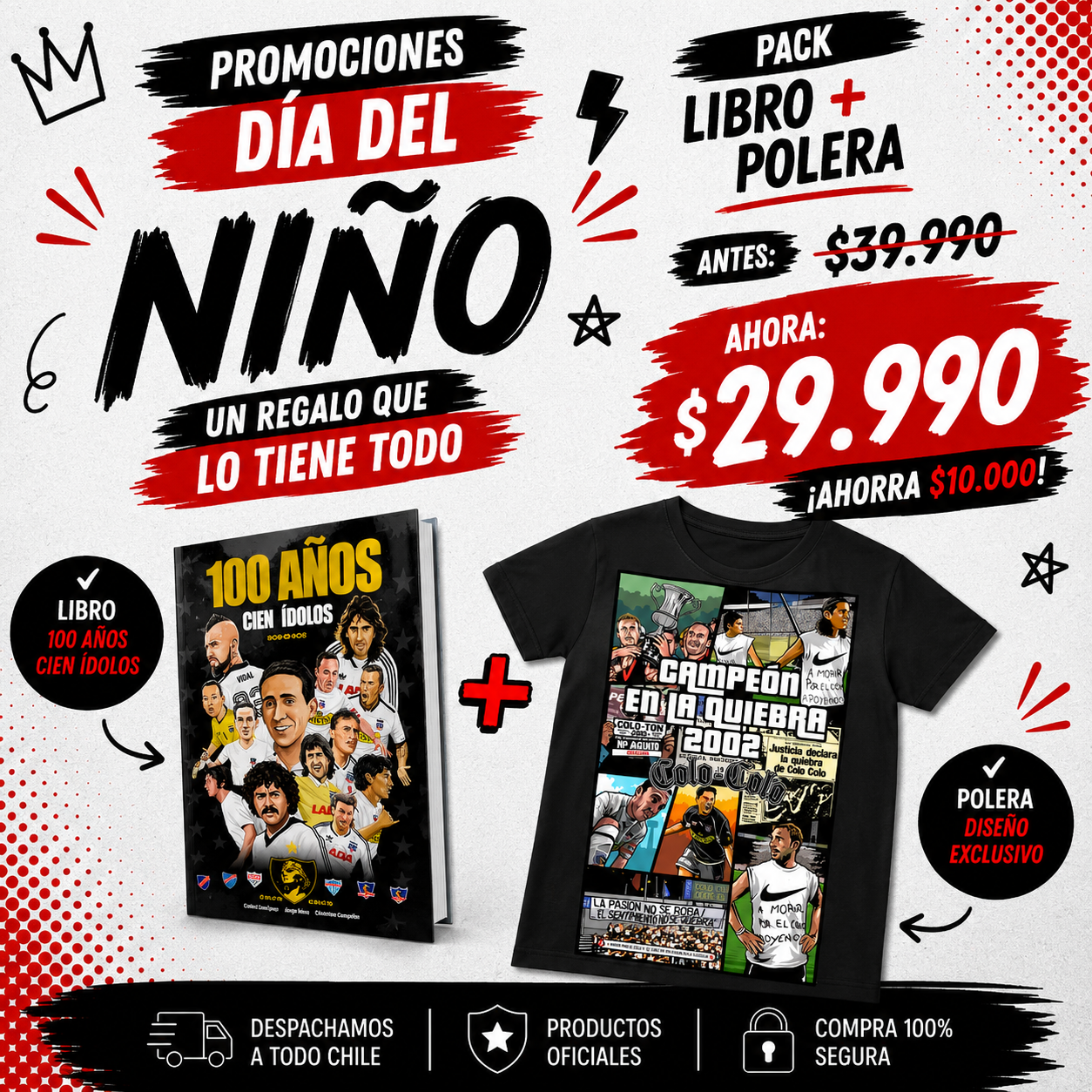 Pack Polera "Campeon en la Quiebra" + Libro 100