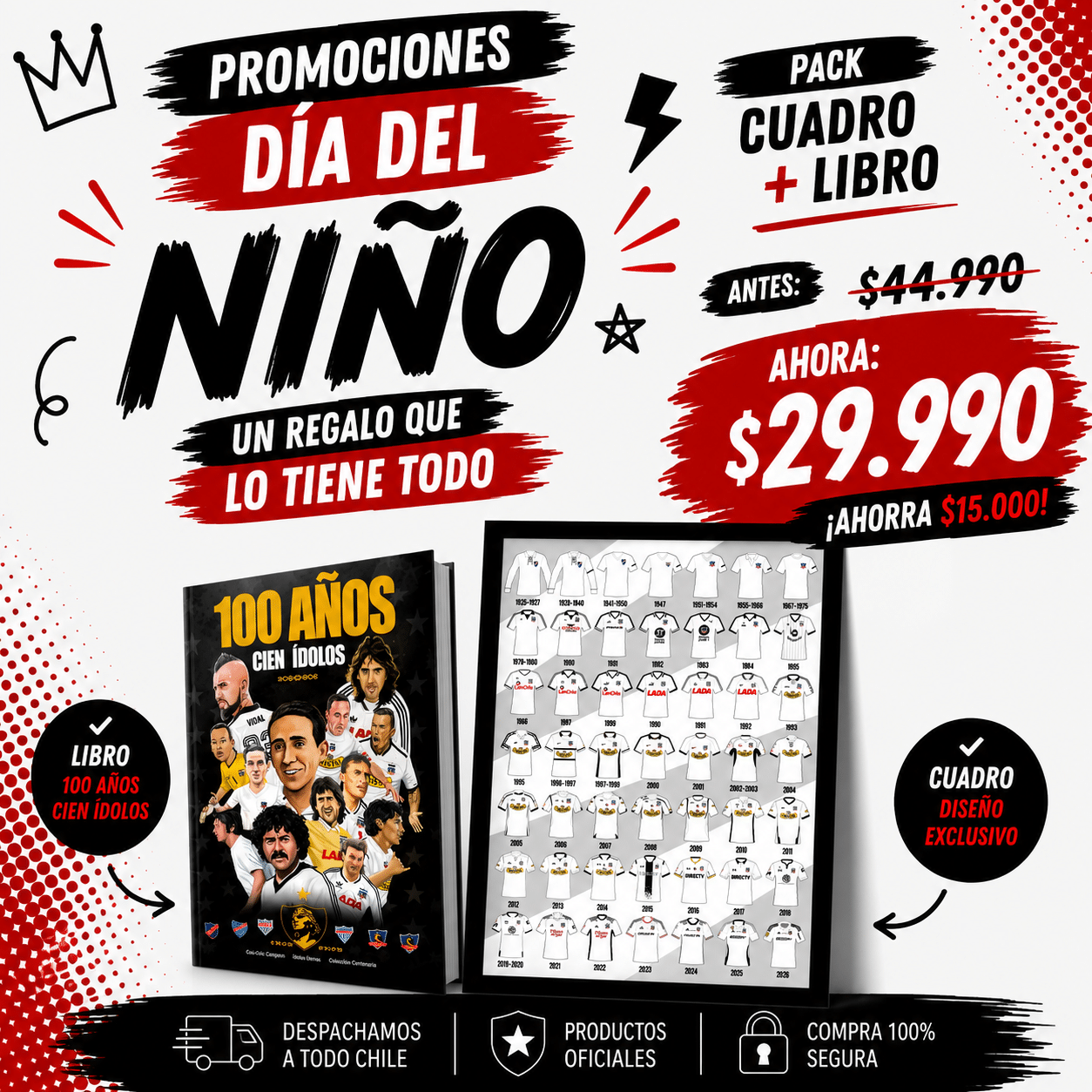 Pack Libro 100 Años + Cuadro Camisetas Historicas Local